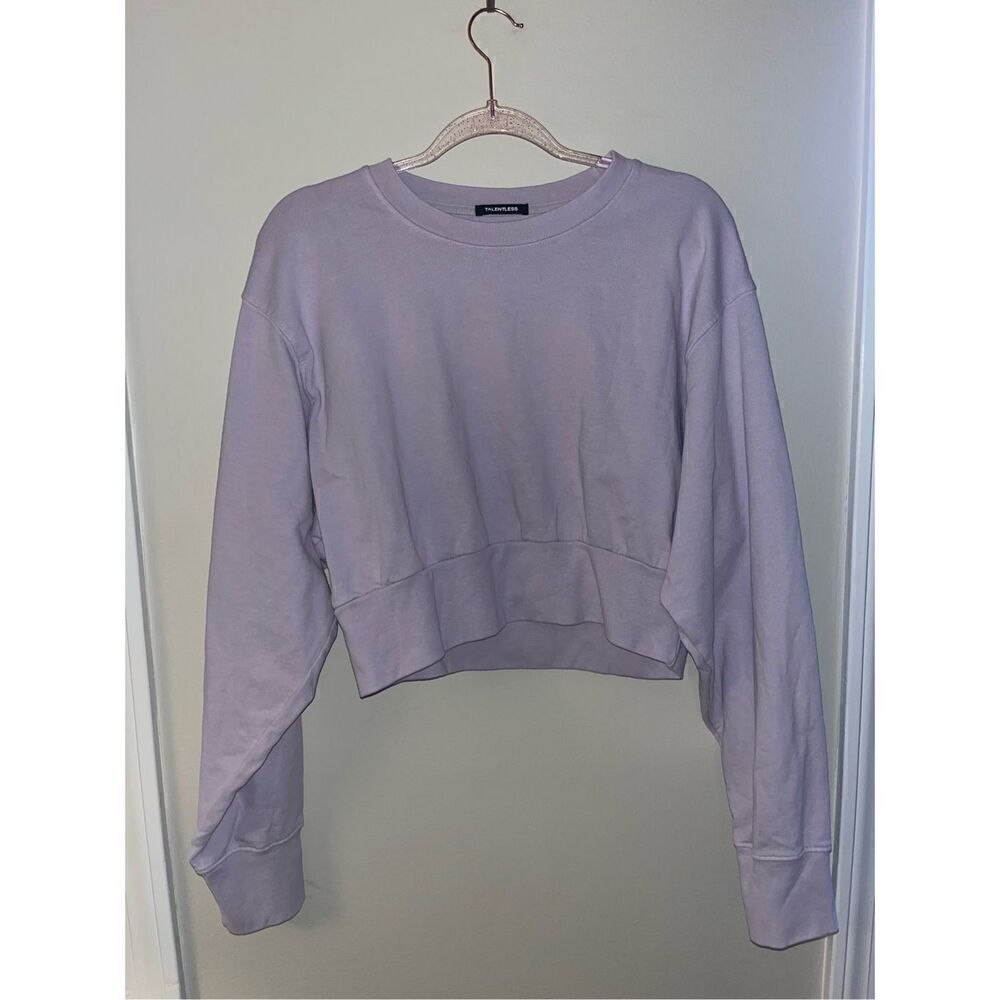 Talentless Women’s Dolman Crop Crewneck Lilac Purple Large